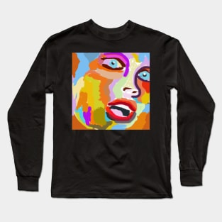 Woman's Face Pop Art Style Long Sleeve T-Shirt